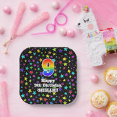 9. Geburtstag: Fun Stars Pattern und Regenbogen "9 Pappteller (Party)