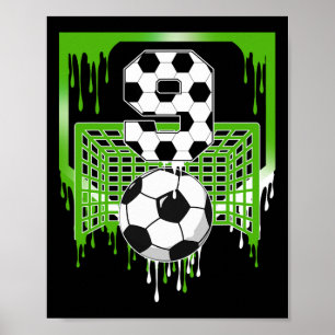 9. Geburtstag Fußball Eis Drip 9 Jahre alte Party Poster