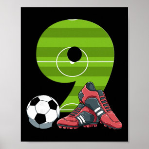 9 Geburtstag Fußball Erster Geburtstag Fußll Kinde Poster