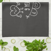 9. Geburtstag Geschenk Chalk Herzen Geschirrtuch (Gefaltet)