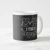 9. Geburtstag Geschenk Chalk Herzen Jumbo-Tasse (Vorderseite Rechts)