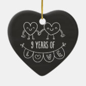 9. Geburtstag Geschenk Chalk Herzen Keramikornament (Hinten)