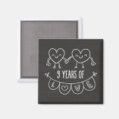 9. Geburtstag Geschenk Chalk Herzen Magnet (Vorderseite/Rückseite)
