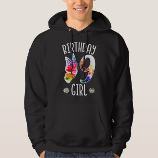 9. Geburtstag Girl Butterflies 9 Jahre alte Mädche Hoodie