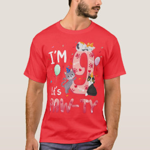 9. Geburtstag Girl Cat Kitten 9 Jahre alter Geburt T-Shirt