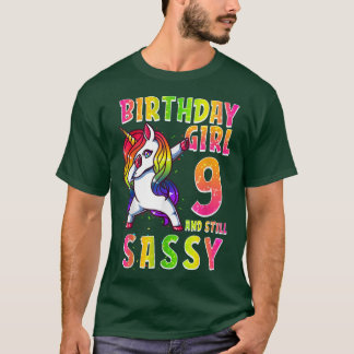 9. Geburtstag Girl Dabbing Einhorn 9 Jahre alt & S T-Shirt