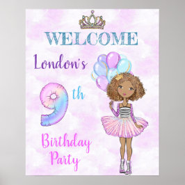 9. Geburtstag Girl Princess Afroamerikaner Poster