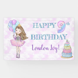 9. Geburtstag Girl Princess Lavender Turquoise Banner