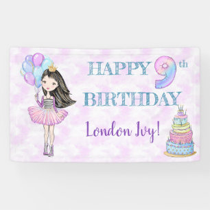 9. Geburtstag Girl Princess Lavender Turquoise Banner
