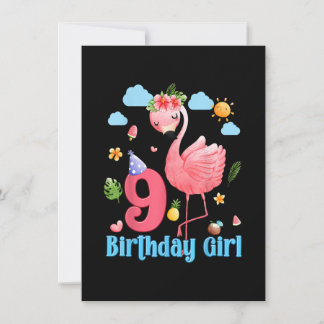 9. Geburtstag Girls Flamingo 9 Jahre alt Tropical Einladung