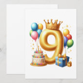 9. Geburtstag Golden Einladung (Vorne/Hinten)