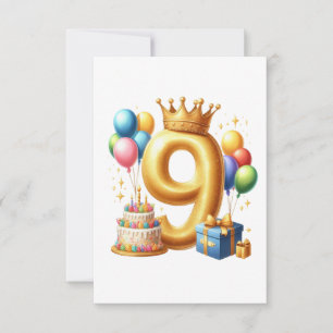 9. Geburtstag Golden RSVP Karte