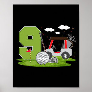 9. Geburtstag Golf 9 Jahre alt Geburtstagsparty Go Poster