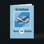 9. Geburtstag, Grandson, Flugzeug auf Blue Karte<br><div class="desc">Flugzeuge sind ein großartiges Thema für Jungen dieses Zeitalters. Dieses Flugzeug fliegt hoch,  wie Sie Ihrem Enkel wünschen,  einen glücklichen 9. Geburtstag. Der blaue Hintergrund mit weißen Polka-Punkten verleiht einem Gefühl an Feiern und Spaß für einen neunten Geburtstag.</div>