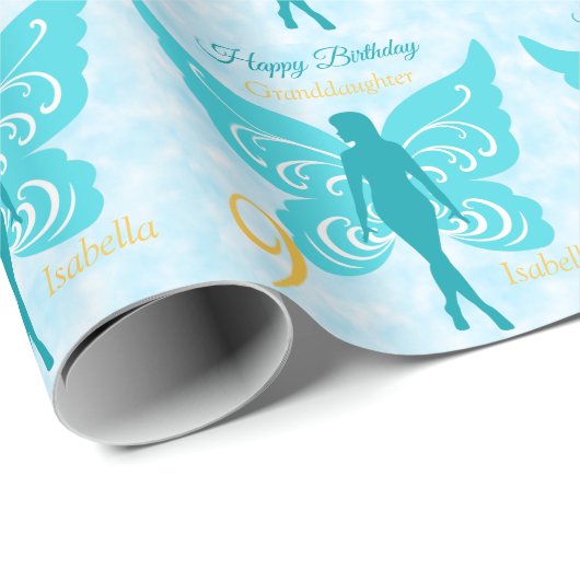 9. Geburtstag Großtochter Fairy Blue Geschenkpapier (Rolleneckpunkt)