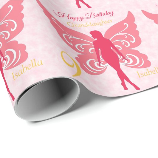9. Geburtstag Großtochter Fairy Pink Geschenkpapier (Rolleneckpunkt)
