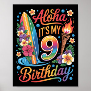 9. Geburtstag Hawaii Aloha Tropischer Urlaub Kreuz Poster
