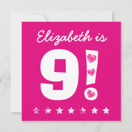 9. Geburtstag Individuelle Name Rosa für GIRL A10 Einladung