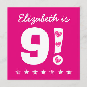 9. Geburtstag Individuelle Name Rosa für GIRL A10 Einladung