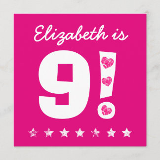 9. Geburtstag Individuelle Name Rosa für GIRL A10 Einladung