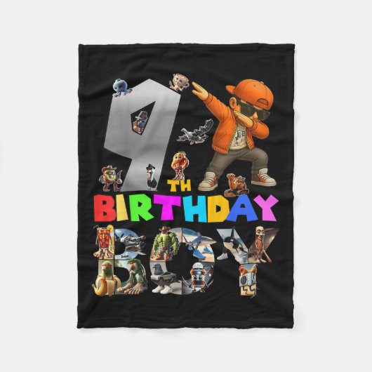 9. Geburtstag Junge Italienische Brainrot für Kind Fleecedecke (Vorderseite)