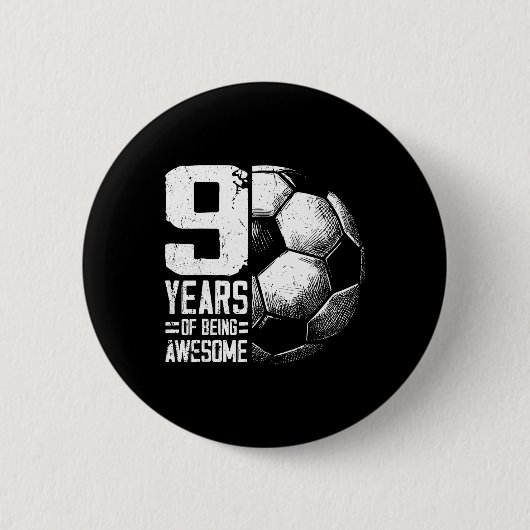 9. Geburtstag Junge Mädchen Fußballspieler Fußball Button (Vorderseite)