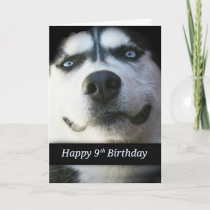9. Geburtstag, lächelndes Husky Happy Geburtstag Karte