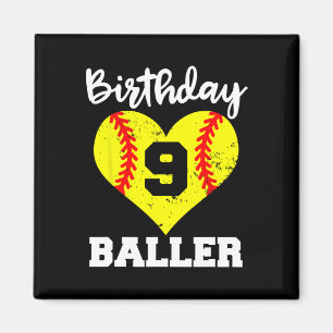 9. Geburtstag Ller Lustiger 9-jähriger Softll-Spie Magnet