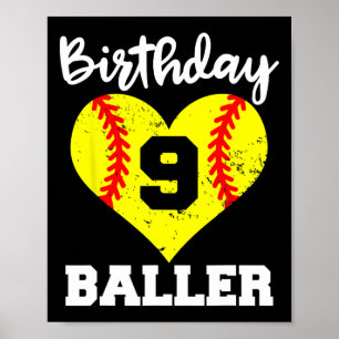 9. Geburtstag Ller Lustiger 9-jähriger Softll-Spie Poster
