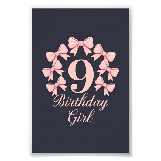 9. Geburtstag Mädchen Fotodruck (Vorne)