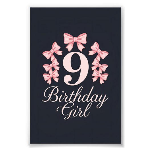 9. Geburtstag Mädchen Fotodruck (Vorne)