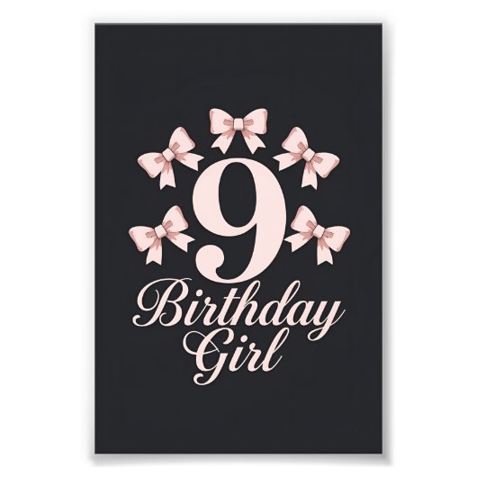 9. Geburtstag Mädchen Fotodruck (Vorne)