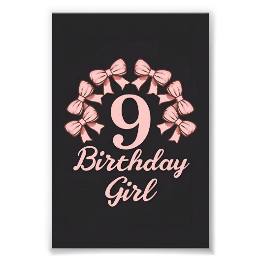 9. Geburtstag Mädchen Fotodruck (Vorne)