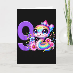 9. Geburtstag Mädchen Schlange Party Regenbogen Co Karte