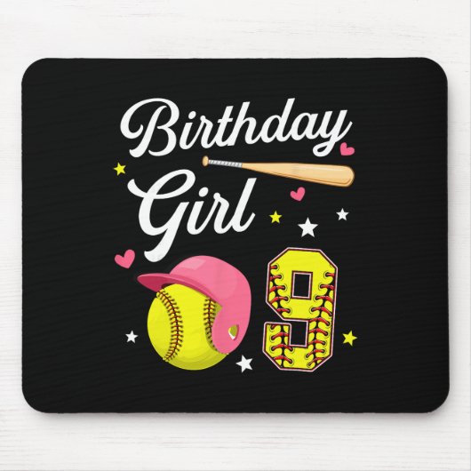 9. Geburtstag Mädchen Softll Neunter Geburtstag 9 Mousepad (Vorne)