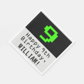 9. Geburtstag - Nerdy / Geeky Style "9 & Name" Serviette (Ecke)