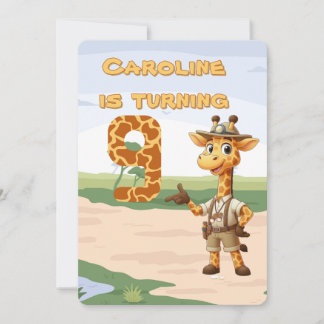 9. Geburtstag Niedlicher Explorer Giraffe auf Safa Einladung