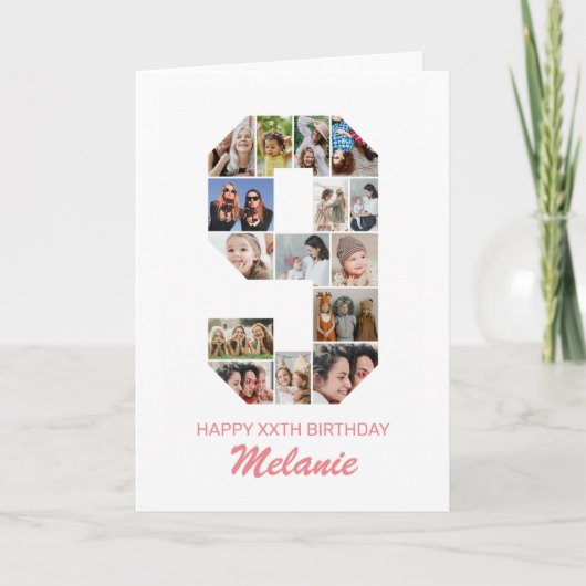 9. Geburtstag Nr. 9 FotoCollage Personalisiert Karte (Vorderseite)
