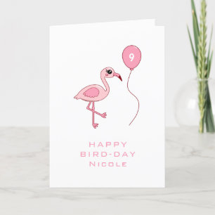 9. Geburtstag Pink Flamingo Happy Bird-Day Card Karte