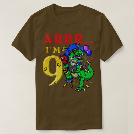 9. Geburtstag Pirate Dinosaurier T-Shirt (Design vorne)