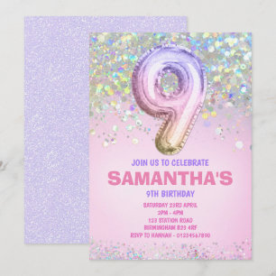 9. Geburtstag, Rainbow Glitzer Geburtstag Einladun Einladung