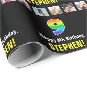 9. Geburtstag: Regenbogen "9"; benutzerdefinierte  Geschenkpapier (Rolleneckpunkt)
