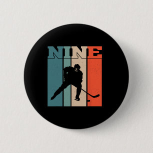 9. Geburtstag Retro Eishockey 9 Jahre Altes Junge Button