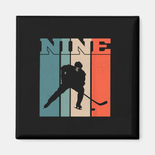 9. Geburtstag Retro Eishockey 9 Jahre Altes Junge  Magnet