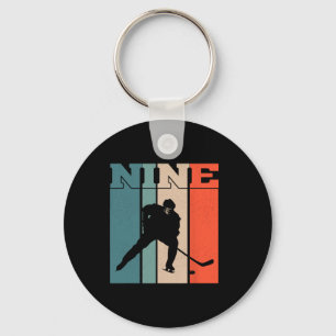 9. Geburtstag Retro Eishockey 9 Jahre Altes Junge Schlüsselanhänger