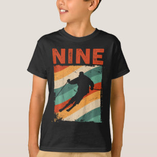 9. Geburtstag Retro-Ski Skifahren 9 Jahre alte Jun T-Shirt