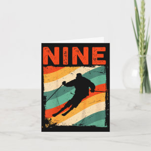 9. Geburtstag Retro-Ski Skifahren 9-jähriger Junge Karte