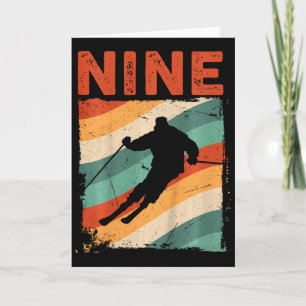 9. Geburtstag Retro Skifahren 9 Jahre alte Jungen  Karte