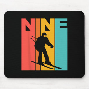 9. Geburtstag Retro Skifahren 9 Jahre alte Jungen Mousepad