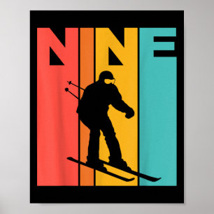 9. Geburtstag Retro Skifahren 9 Jahre alte Jungen Poster